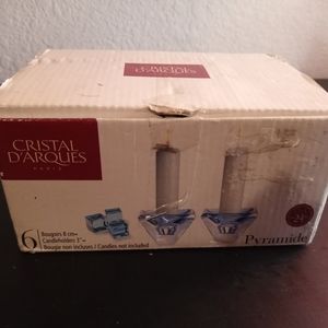 Cristal D'Arques France Lead Crystal Pyramide Candle Holders New In Box Set of 6